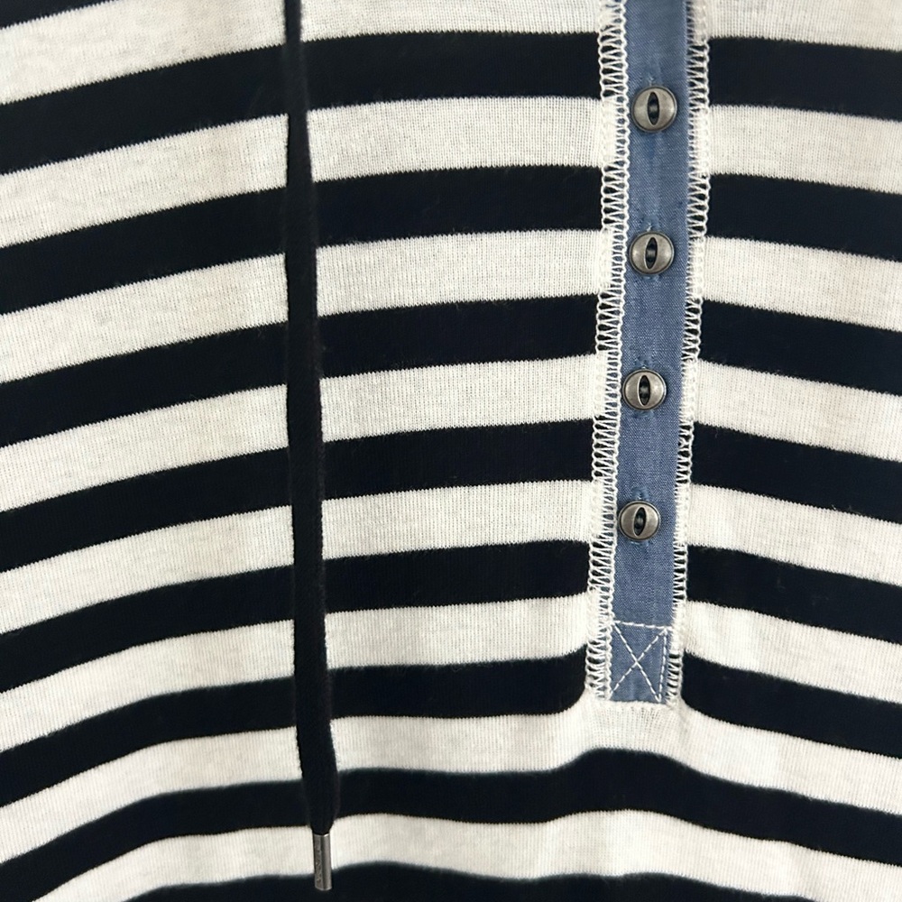 Lauren Ralph Lauren Hoodie Womes Medium White Striped LRL Sweatshirt Long Sleeve - Picture 2 of 8